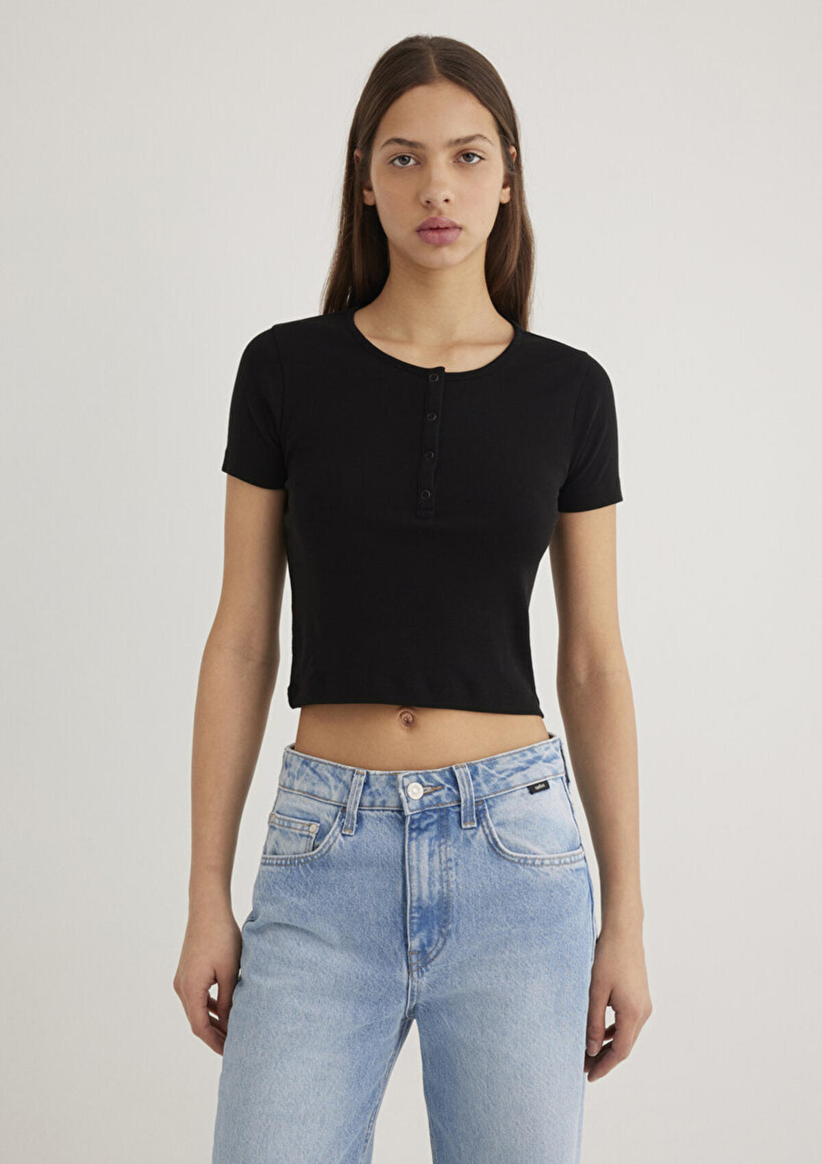 Mavi Tişört Crop M1611639-900 Siyah
