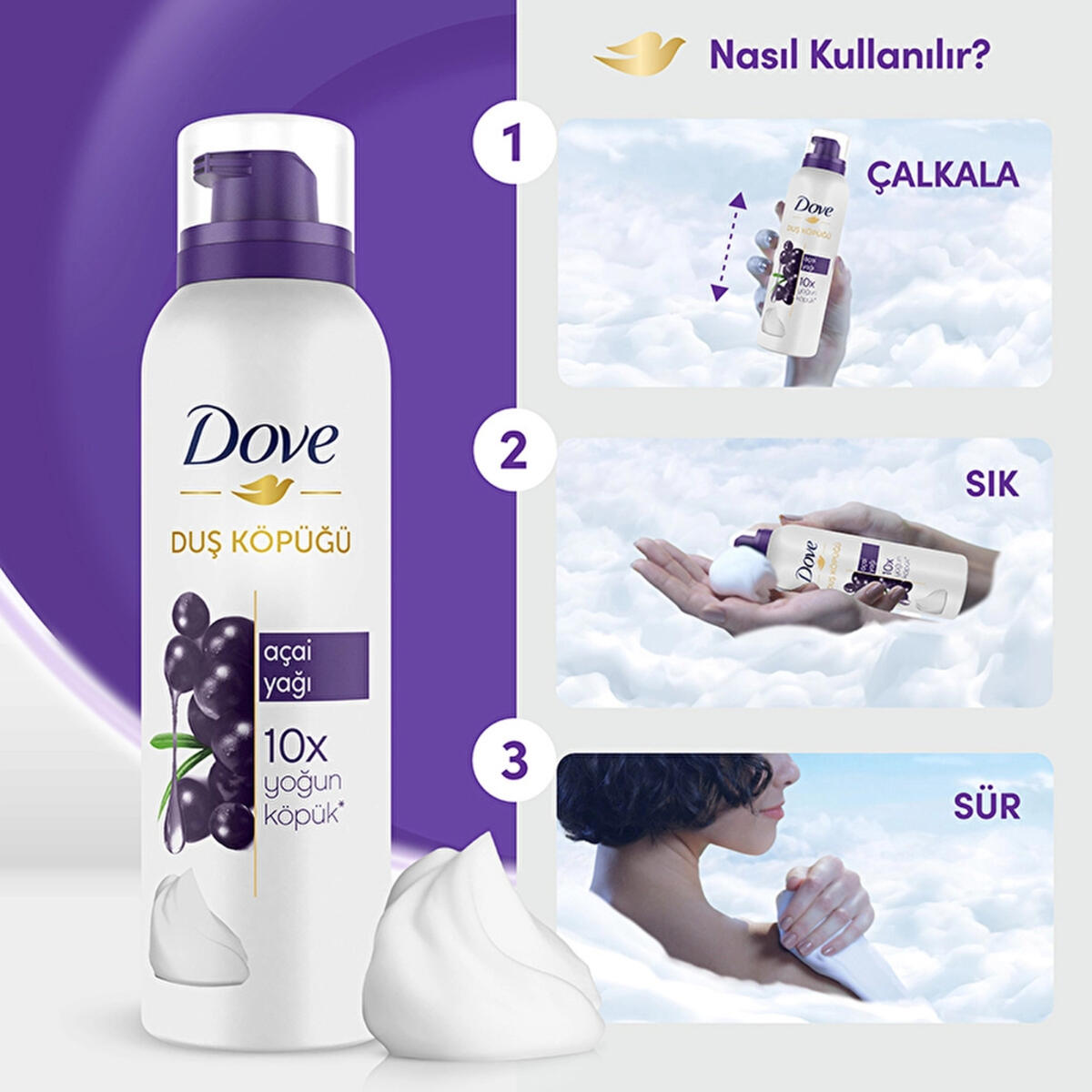 Dove Duş Köpüğü Acai Yağı Yoğun Köpük 200Ml
