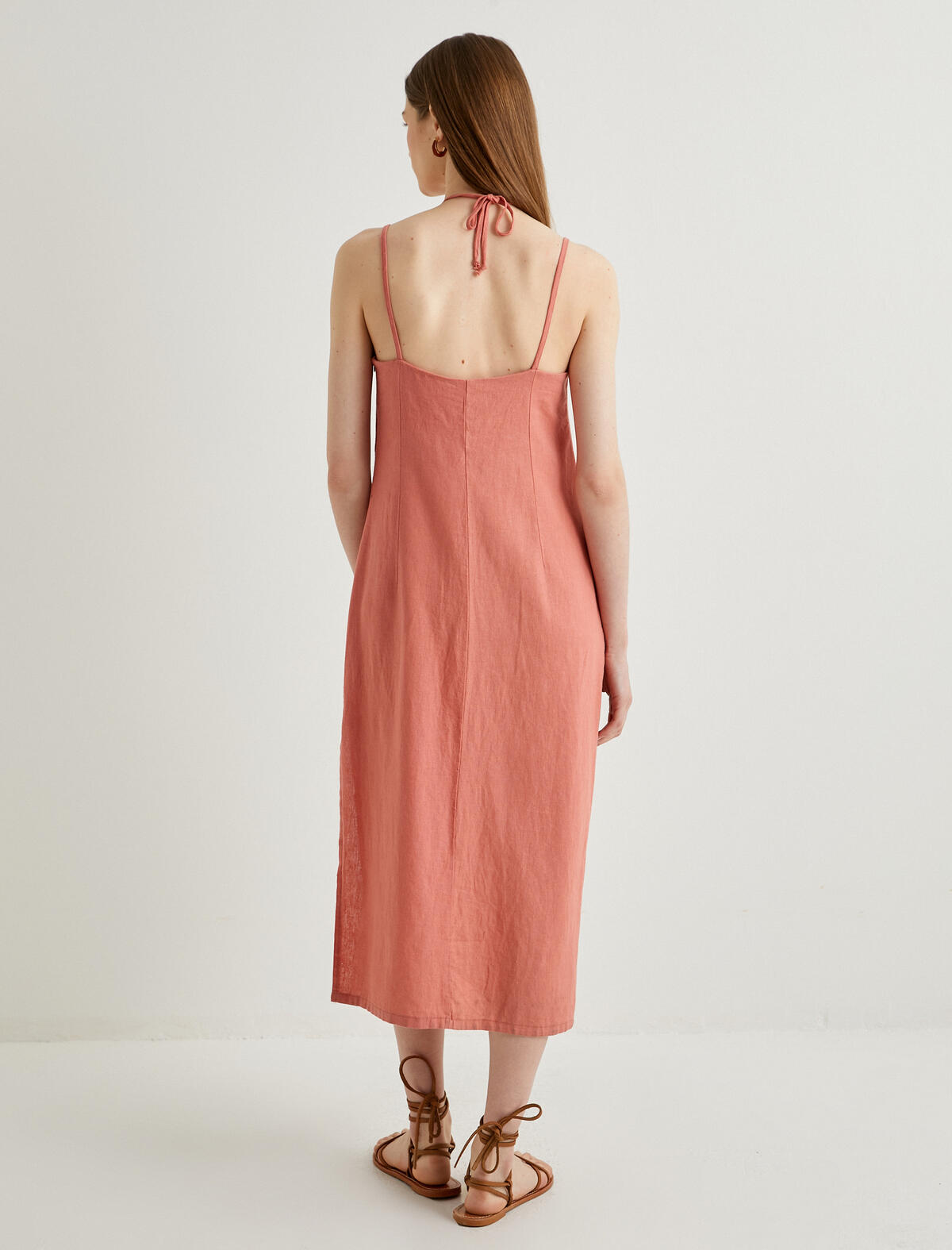 Koton Elbise 4SAK80021EW Koyu Pembe