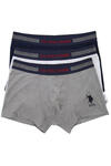U.S Polo Assn. Erkek Boxer 3Lü 80155 Lacivert-Gri Melanj-Beyaz