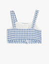 Koton Bluz Crop Kız Çocuk 5SKG60036AW Lacivert Ekoseli