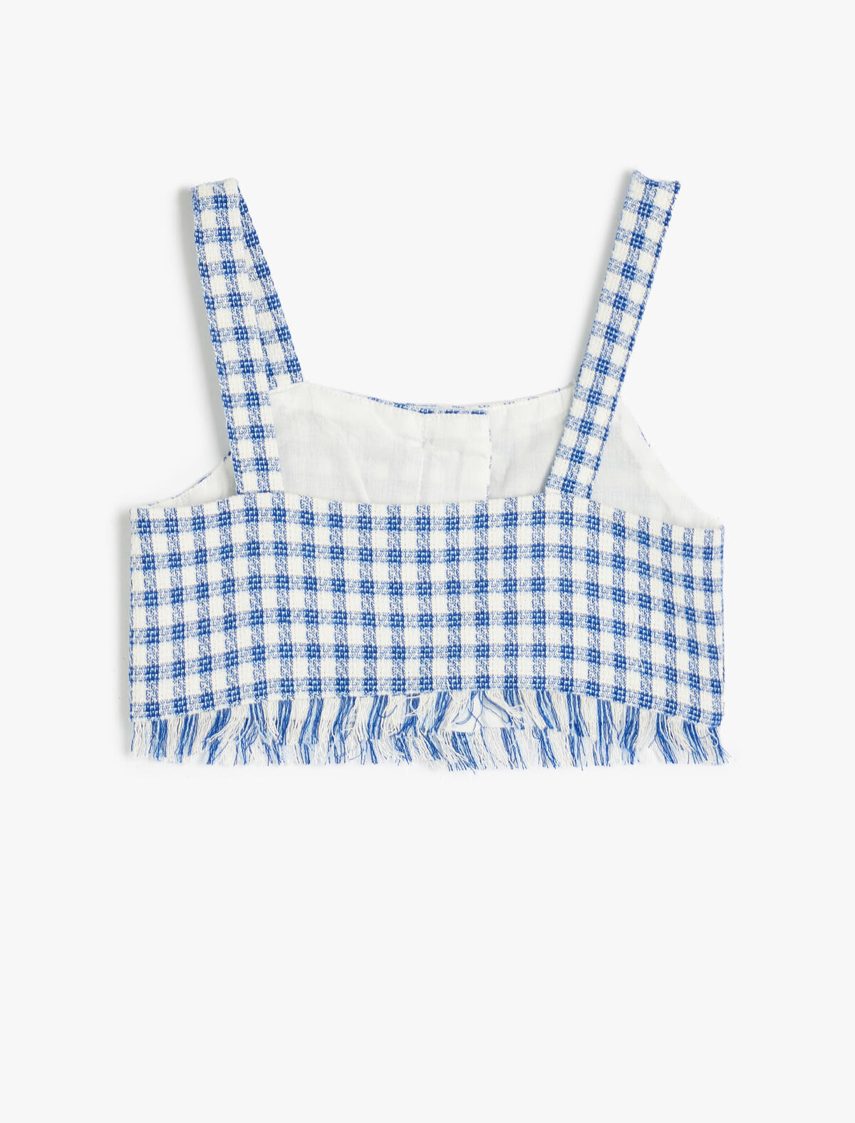Koton Bluz Crop Kız Çocuk 5SKG60036AW Lacivert Ekoseli
