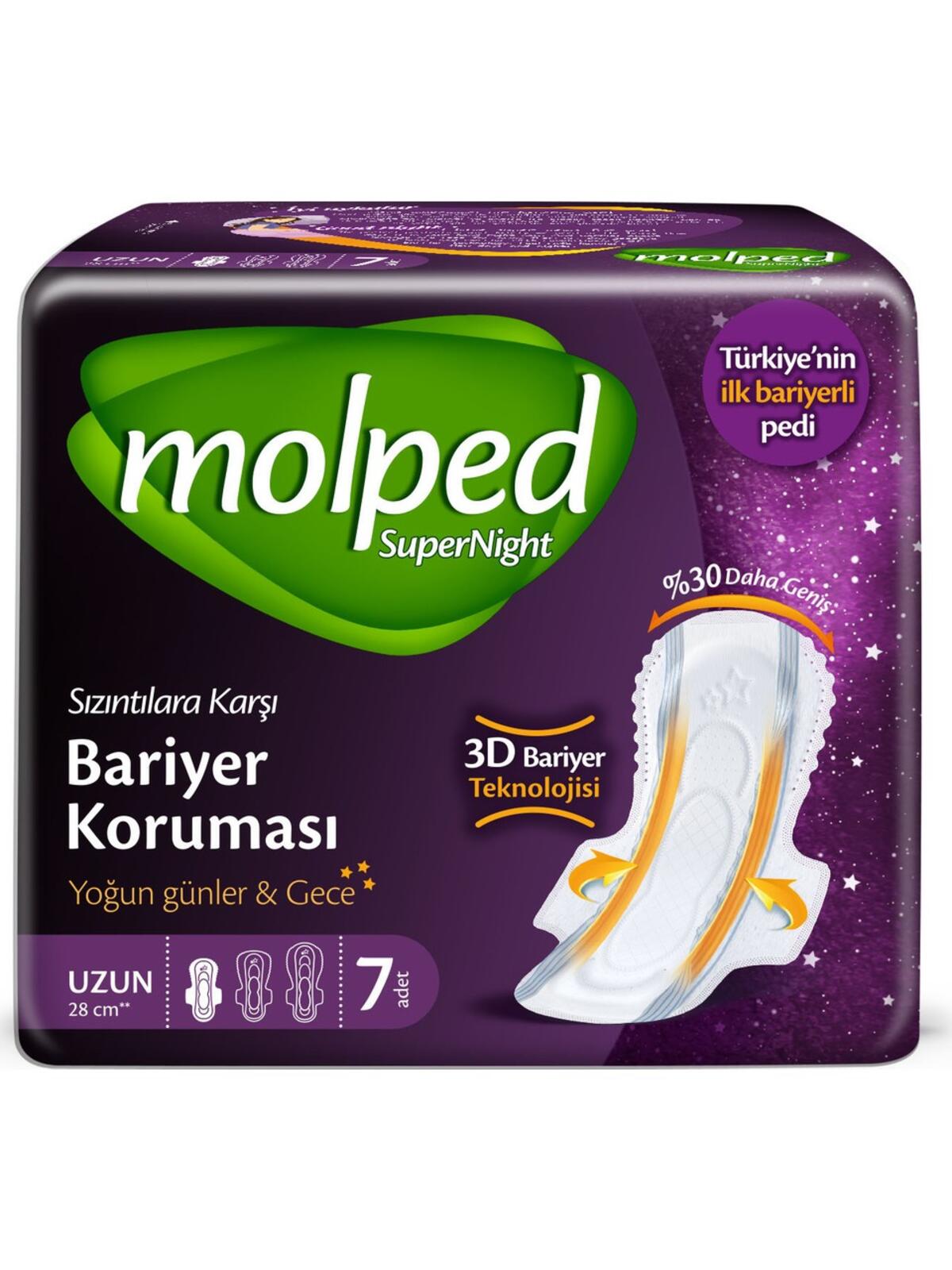 Molped Hijyenik Ped Süper Gece Uzun 7Li