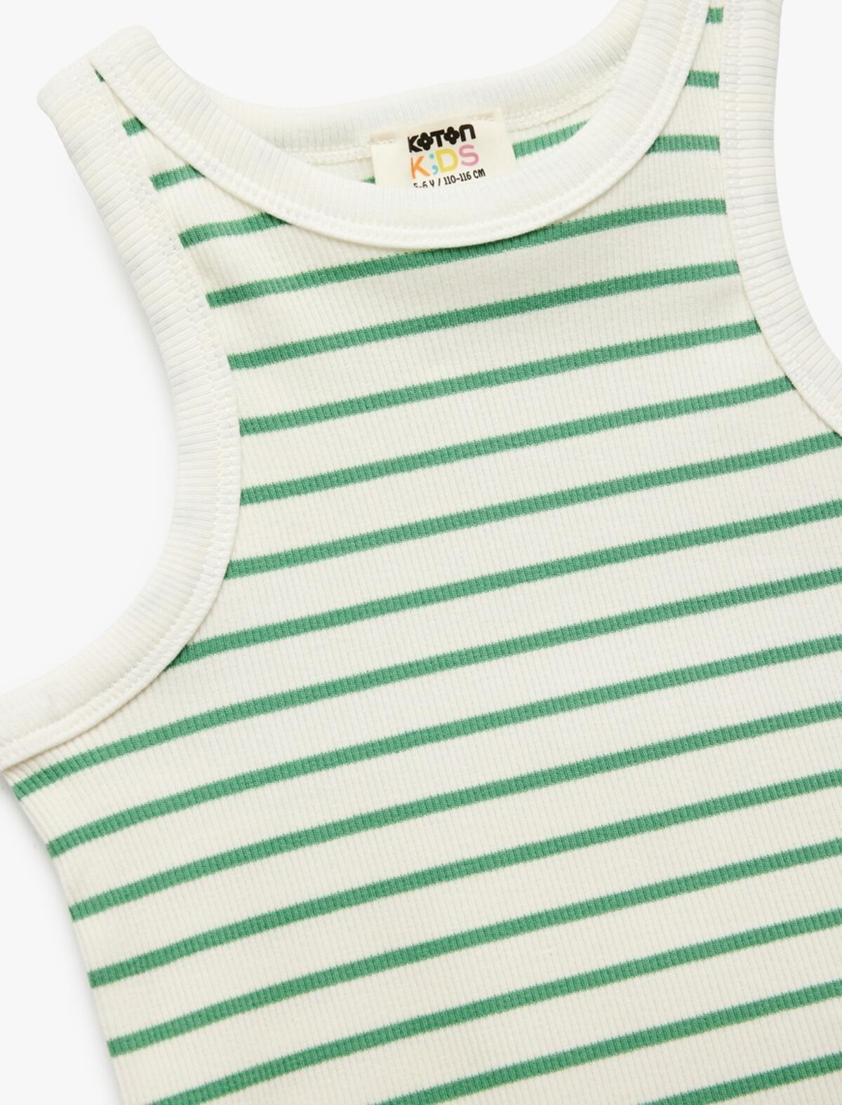 Koton Crop Atlet Kız Çocuk 5SKG30026AK Yeşil Çizgili