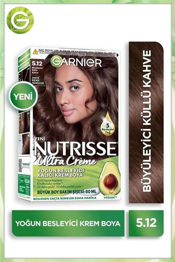 Garnier Saç Boyası Nutrisse Ultra Creme No:5.12 Küllü Kahve