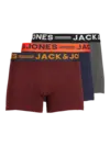 Jack&Jones Erkek Boxer 3Lü 12113943 Bordo-Laci-Gri