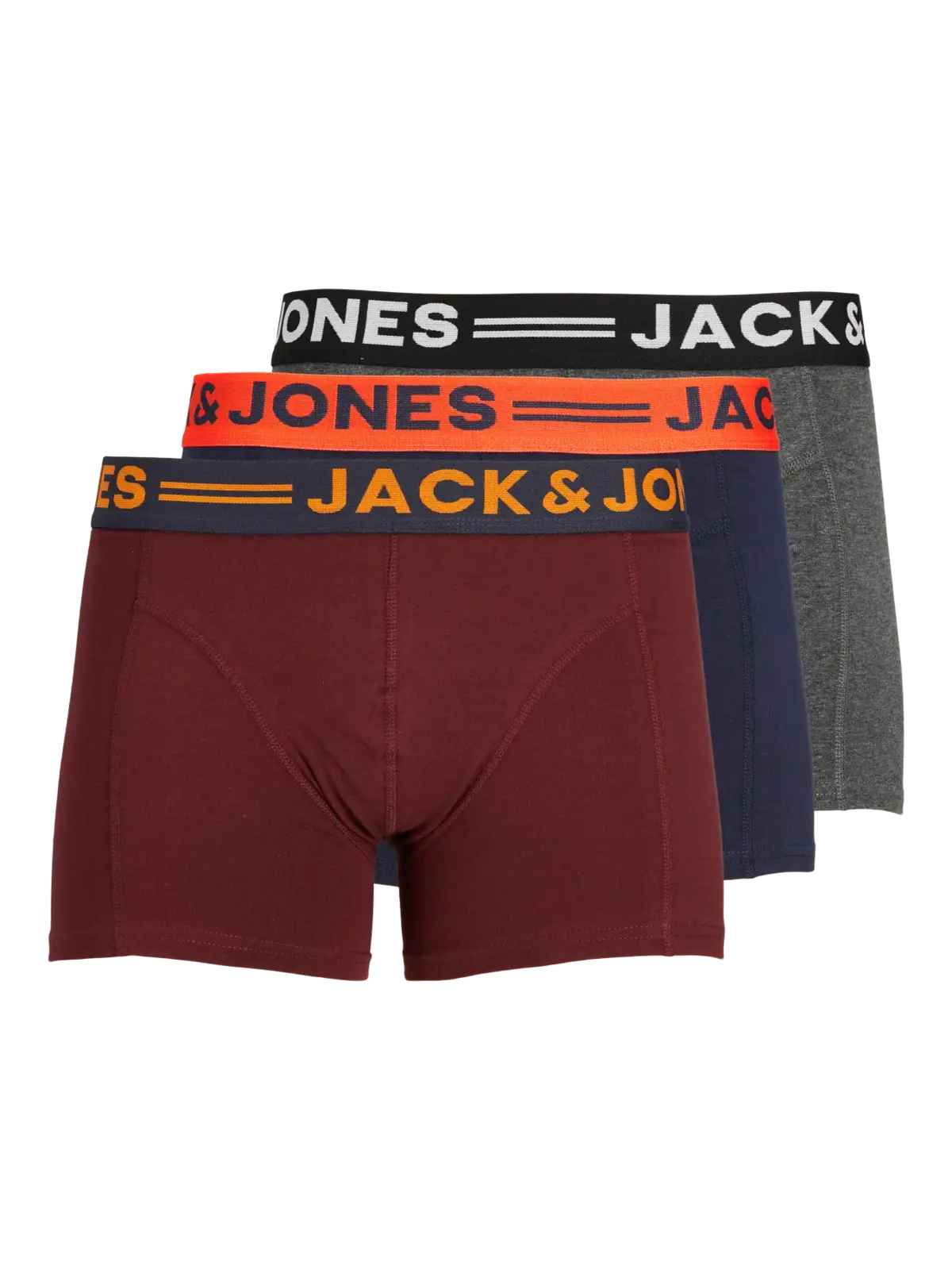 Jack&Jones Erkek Boxer 3Lü 12113943 Bordo-Laci-Gri