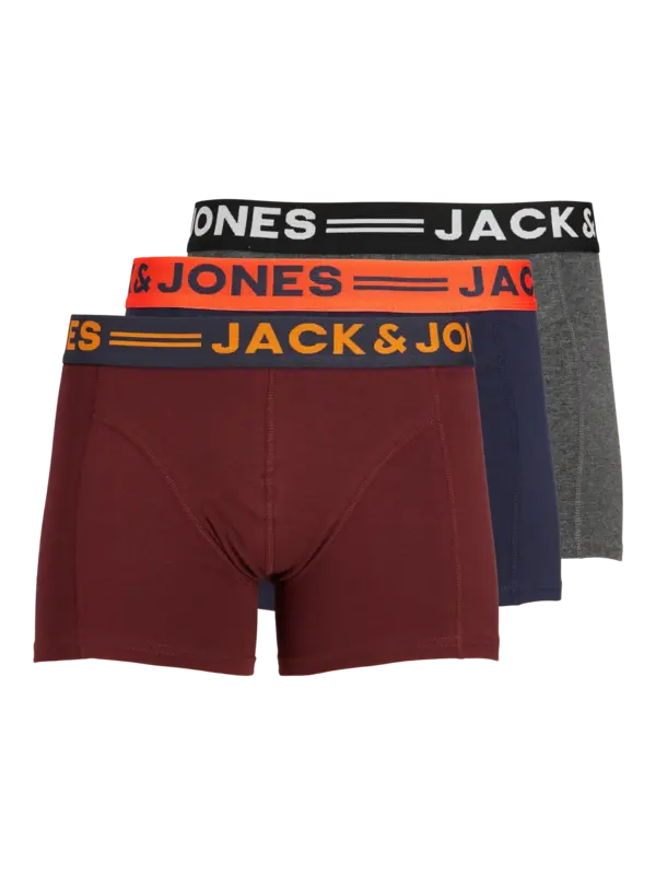 Jack&Jones Erkek Boxer 3Lü 12113943 Bordo-Laci-Gri