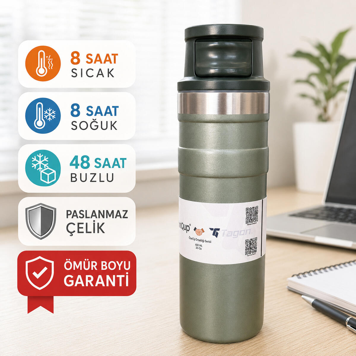 MiniQup Q1 Pushpro Outdoor Yeşil 600ml