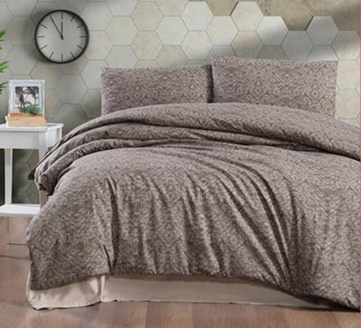 Kristal Nevresim Takımı Tek Kişilik Terry Cotton Karen Kahve