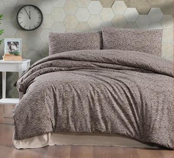 Kristal Nevresim Takımı Tek Kişilik Terry Cotton Karen Kahve
