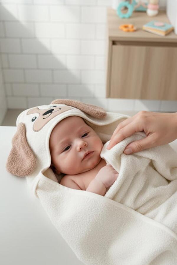 Kanz Havlu Kundak Silgi Nakışlı (Knz-037) Dog Krem