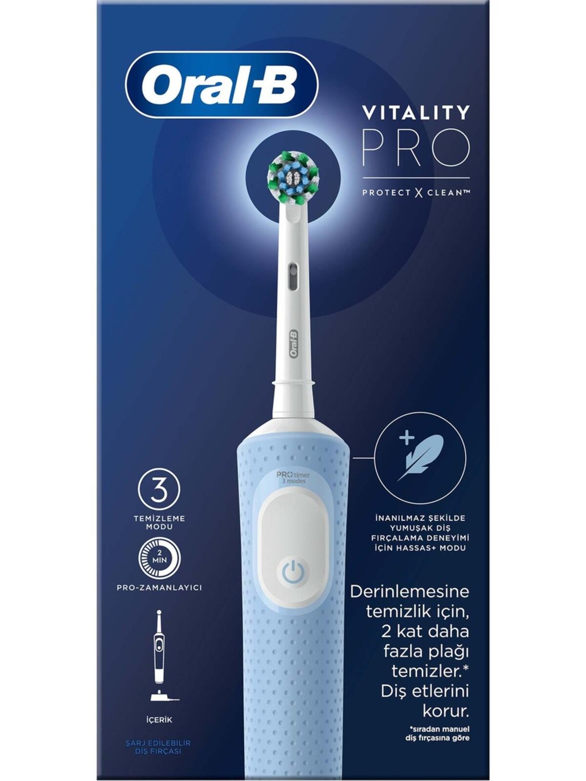 Oral-B Şarjlı Diş Fırçası Vitality Pro Protect X Clean Mavi