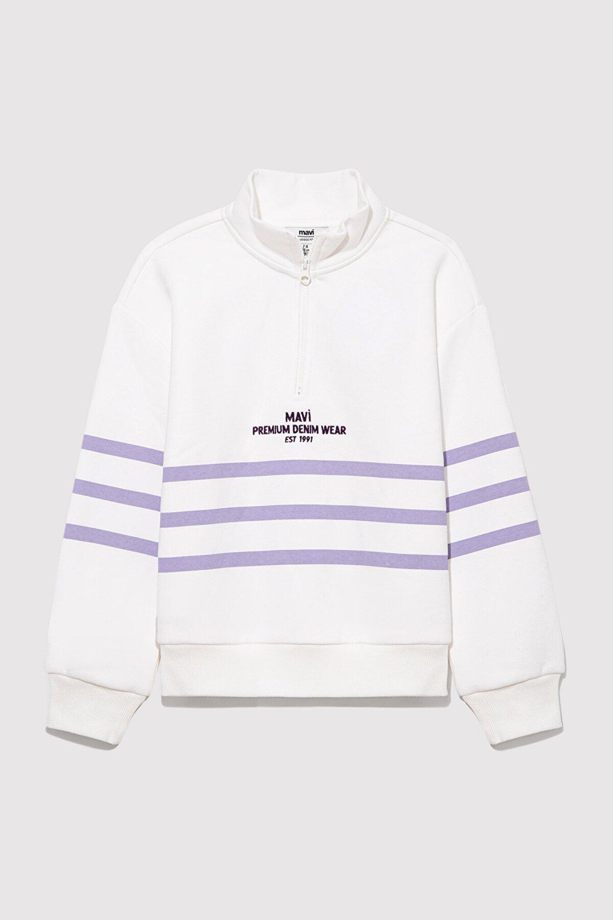 Mavi Sweatshirt Kız Çocuk M7S10065-70057 Beyaz