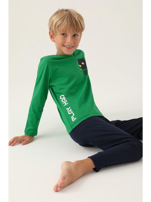 Rolypoly Pijama Takım Erkek Çocuk RP3338-2 Elma Yeşili