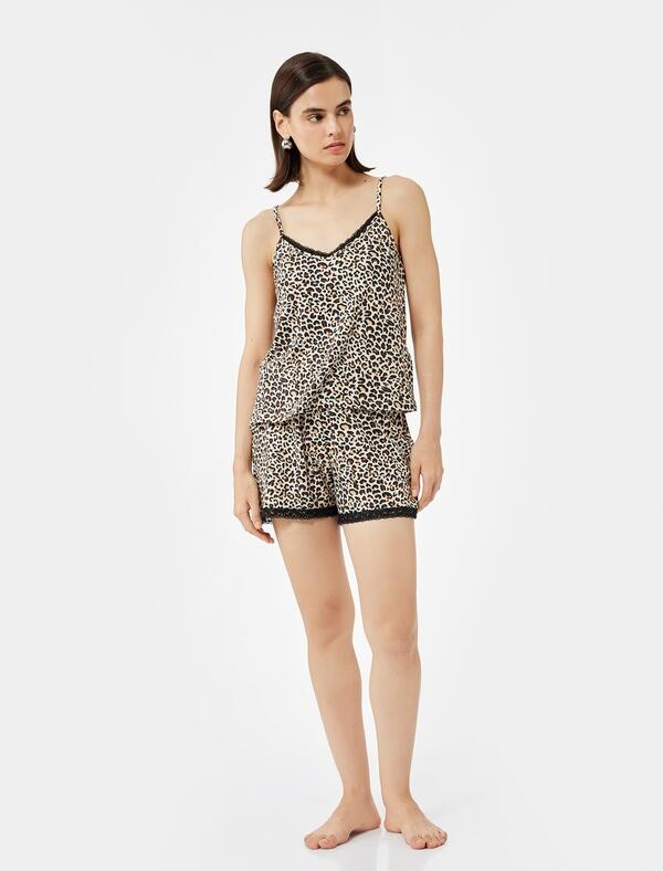 Koton Pijama Üst 6WLK90006MK Leopar Desenli