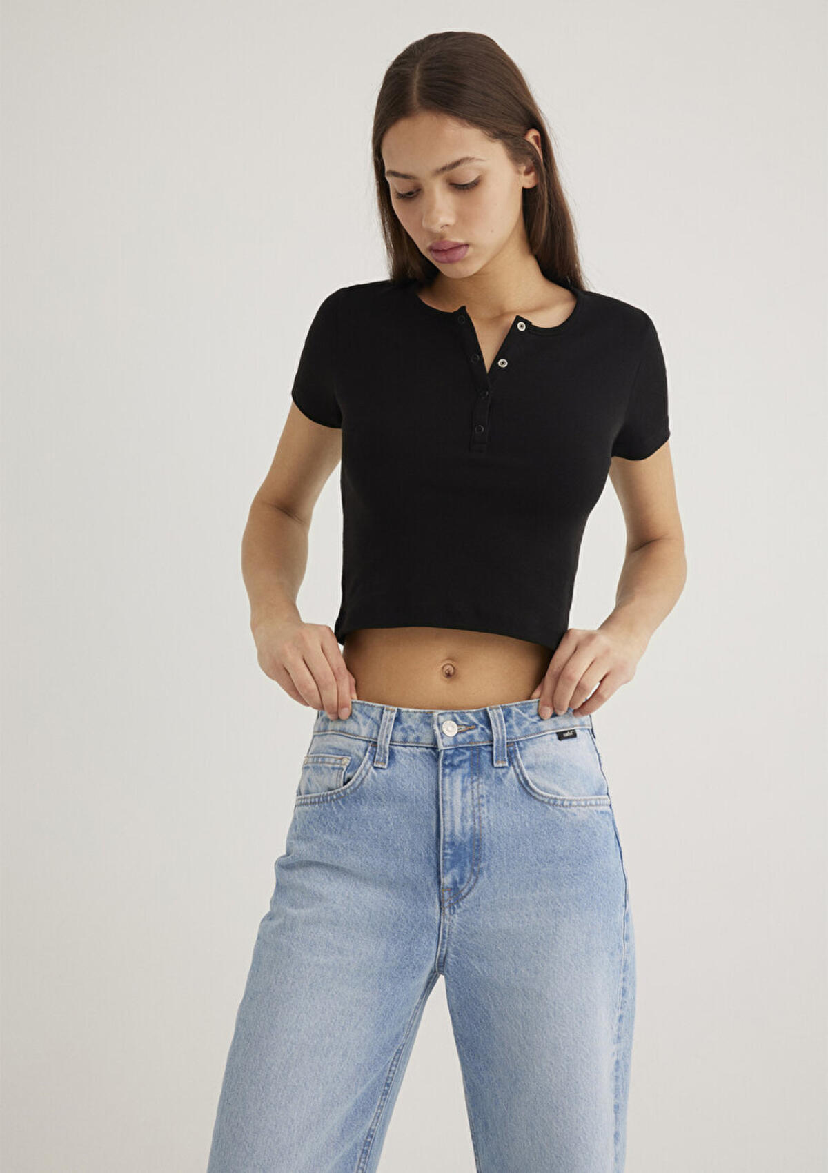 Mavi Tişört Crop M1611639-900 Siyah