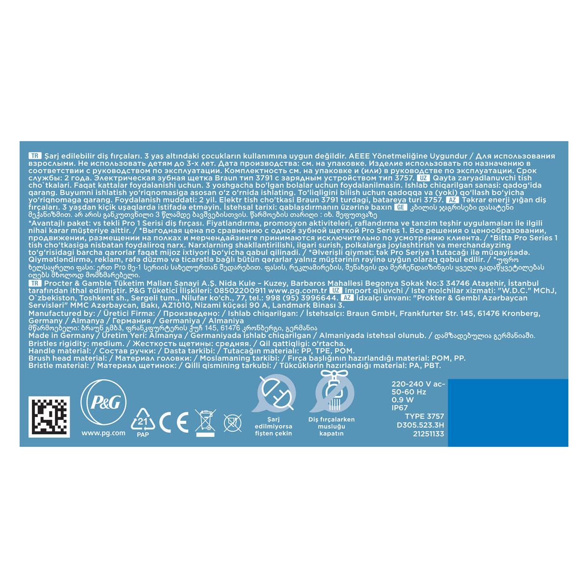Oral-B Şarjlı Diş Fırçası Pro Series 1 İkili Paket Mavi-Siyah