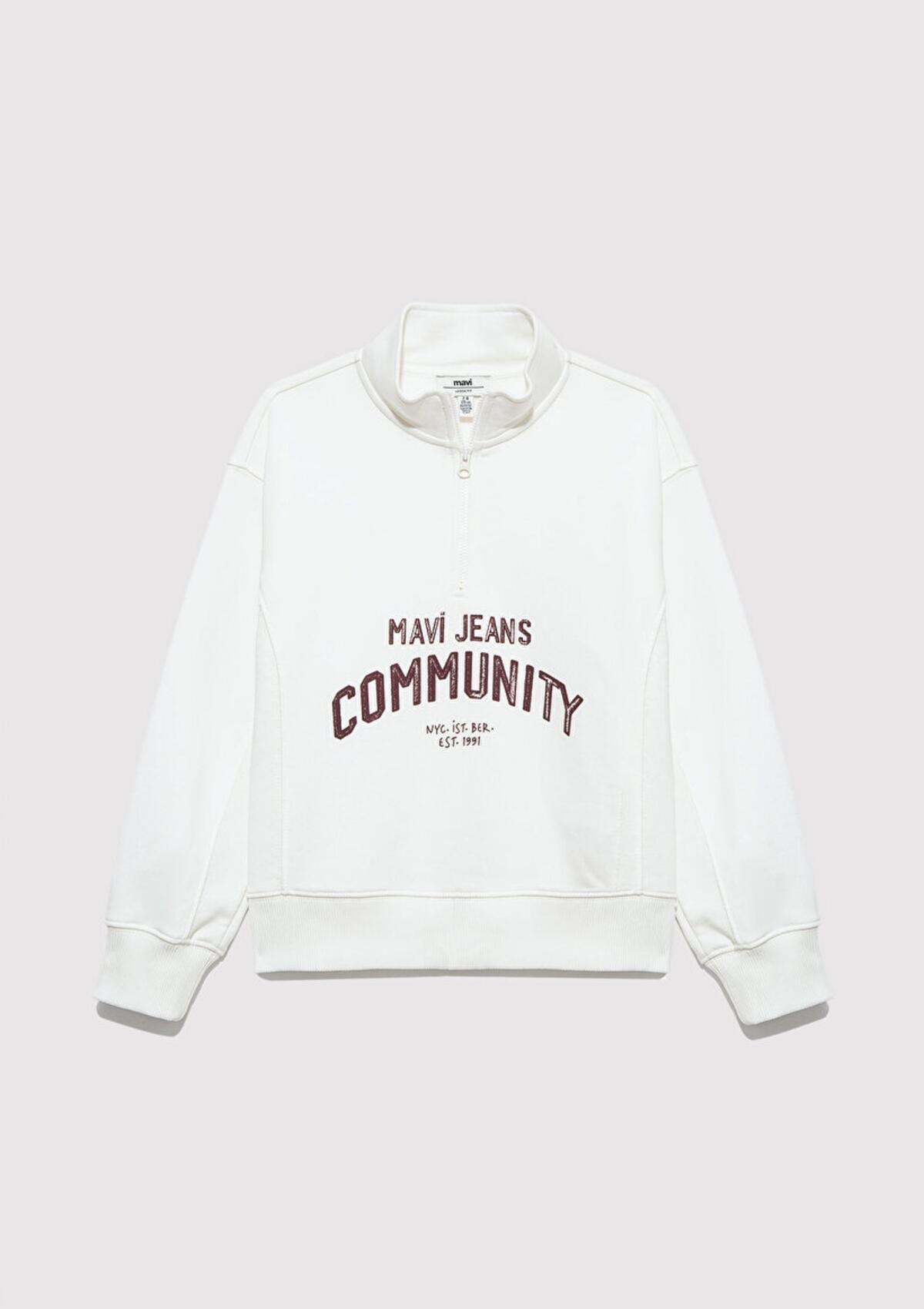 Mavi Sweatshirt Kız Çocuk M7S10130-70057 Beyaz