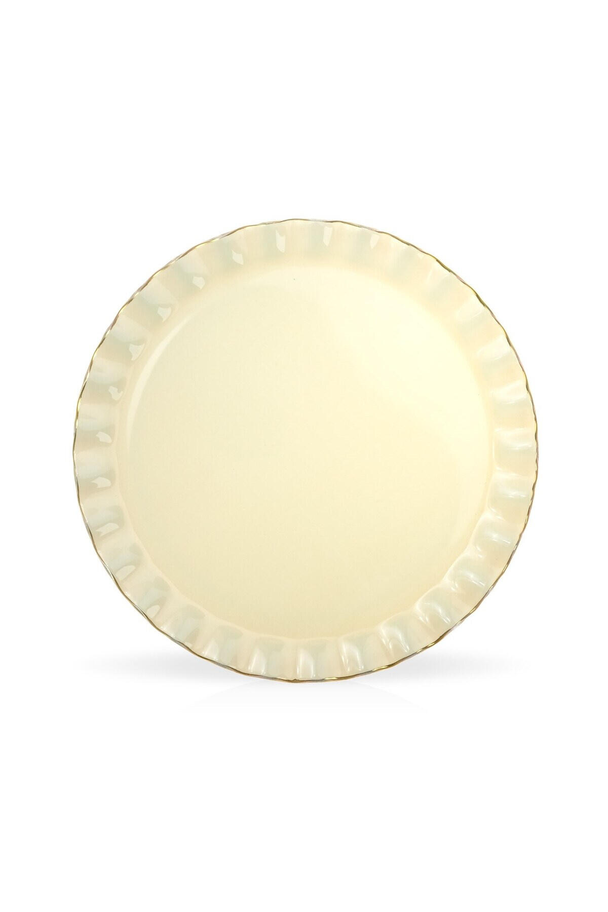 Glore Servis Tabağı 6Lı 26Cm Solid Krem Wavy 68851