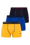 U.S Polo Assn. Erkek Boxer 3Lü 80178 Gri Melanj-Lacivert-Baskılı
