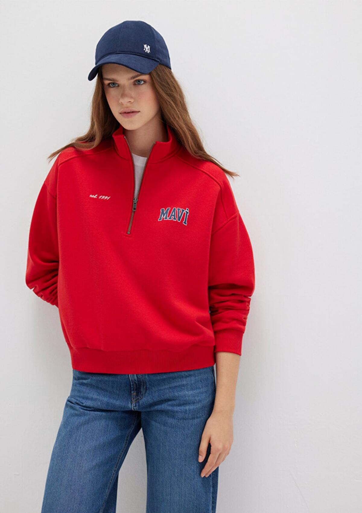 Mavi Sweatshirt M1S10373-90742 Kırmızı