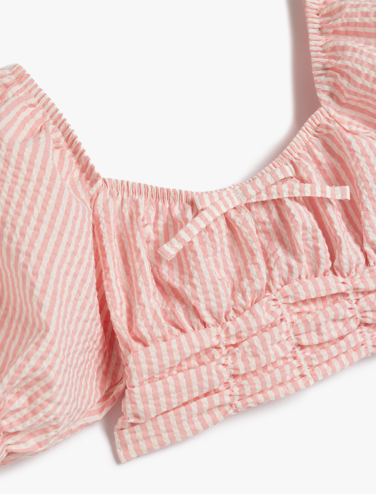 Koton Bluz Crop Kız Çocuk 5SKG60043AW Pembe Çizgili