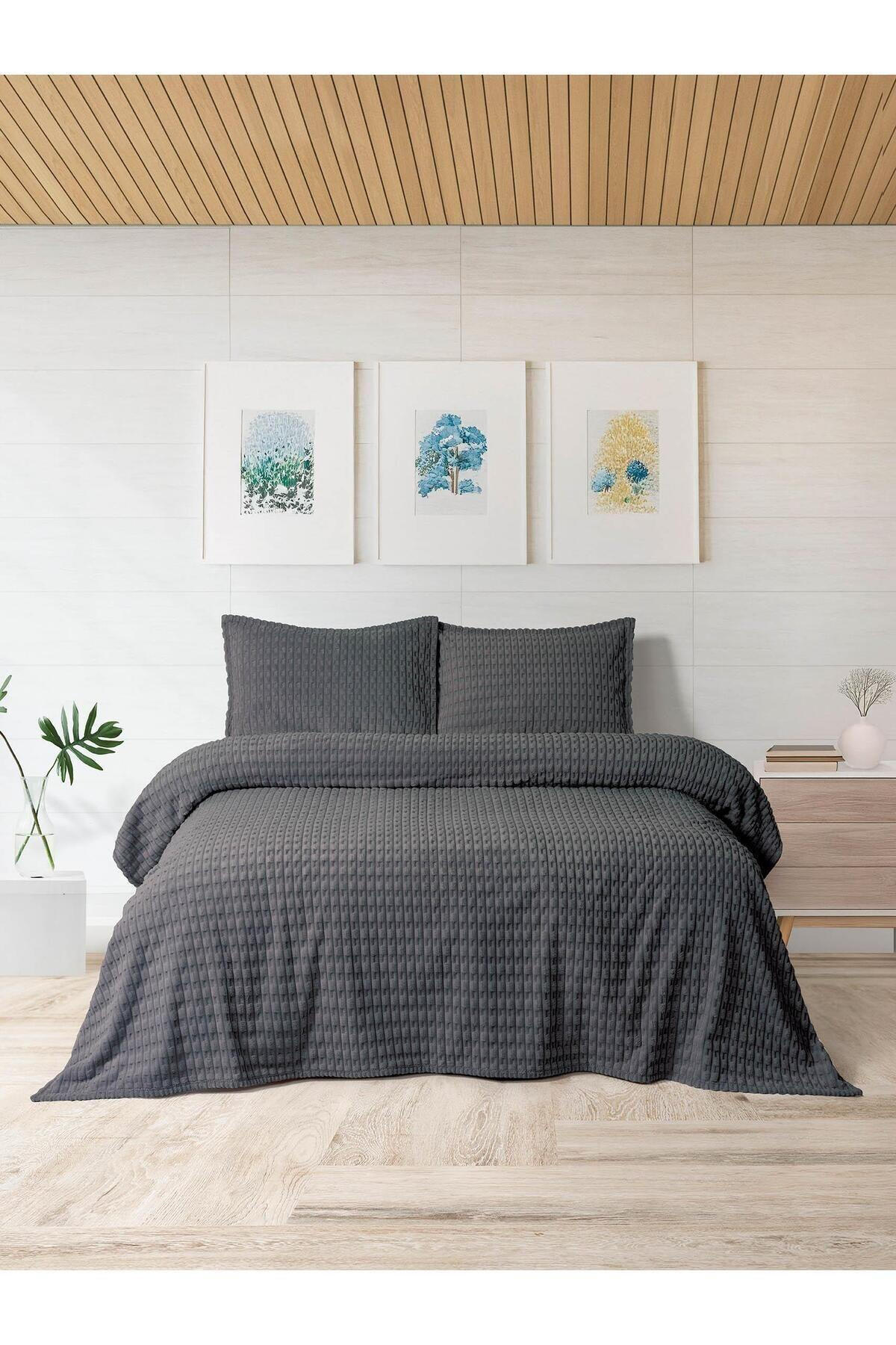 Merinos Battaniye Seti Çk Modern Twist K.Gri