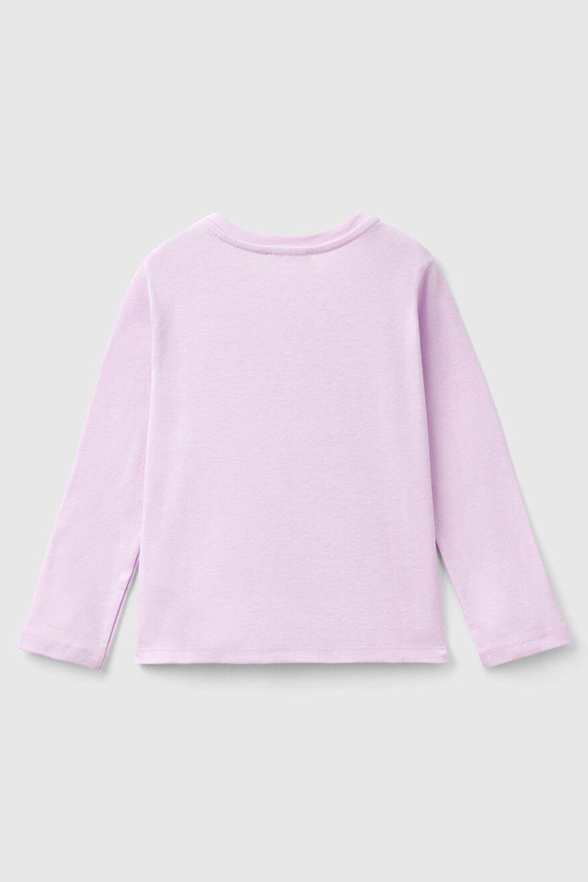Benetton Uzun Tişört Kız Bebek 3I9WG10F7 Lila
