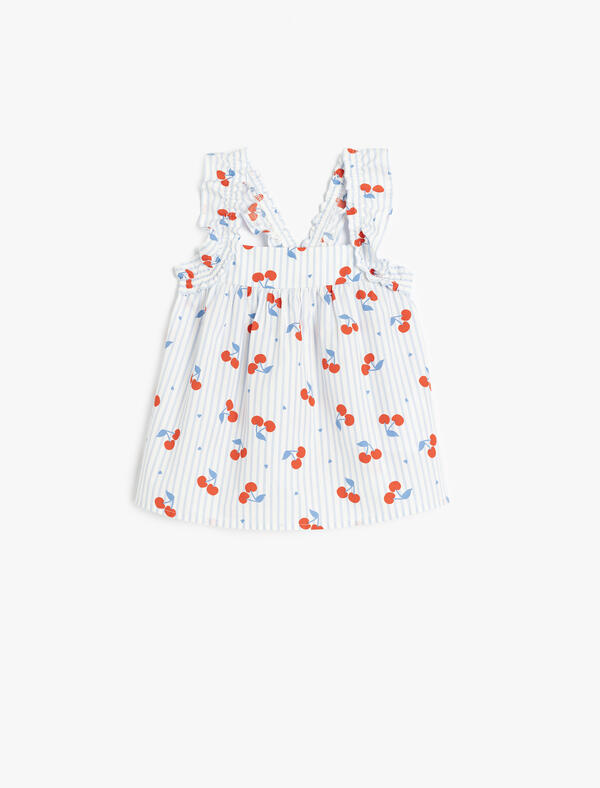 Koton Elbise Kız Bebek 5SMG60014AW Mavi Desenli