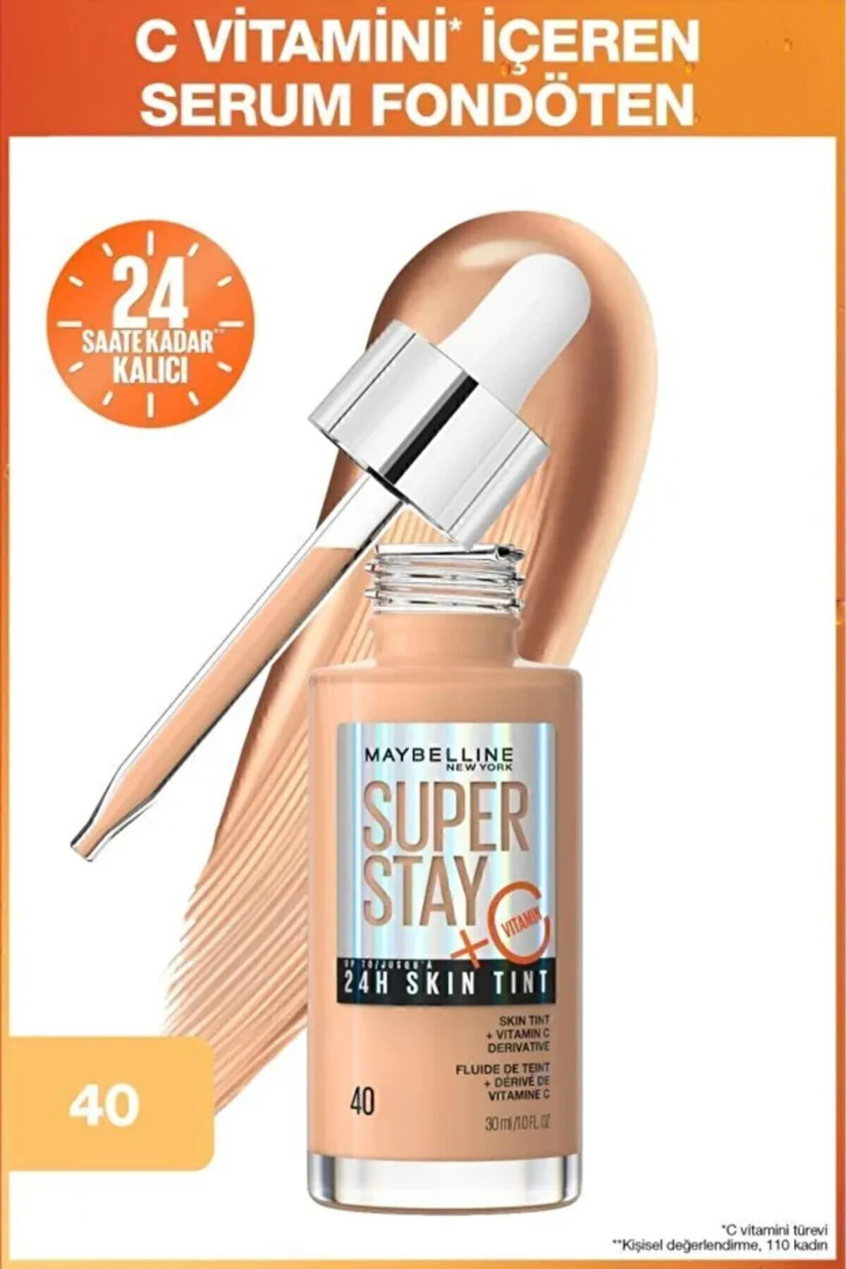 Maybelline Fondöten Superstay 24H Skin Tint No:40