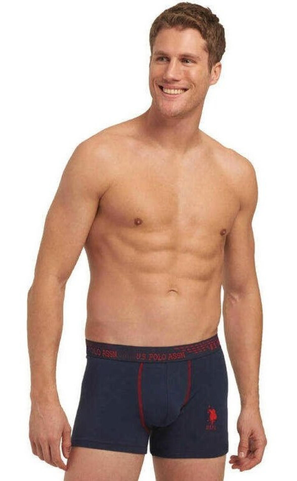 U.S Polo Assn. Erkek Boxer 3Lü 80178 Gri Melanj-Lacivert-Baskılı