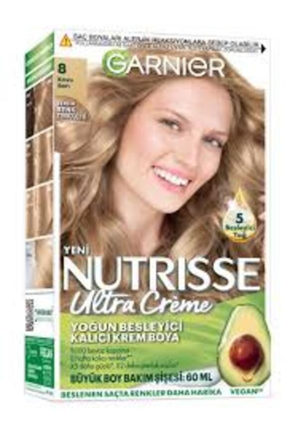 Garnier Saç Boyası Nutrisse Ultra Creme No:8 Koyu Sarı