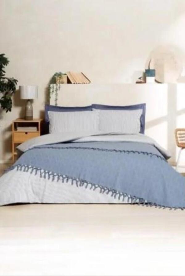 Özdilek Pikeli Nevresim Takımı Çift Kişilik Natural Mavi