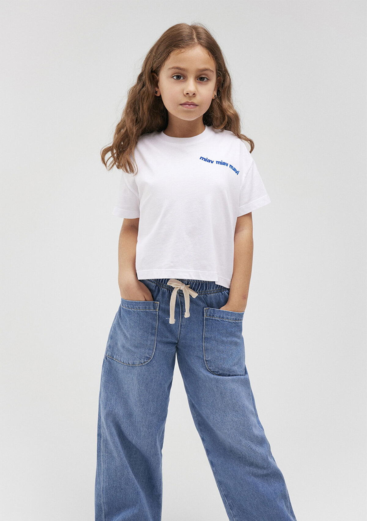 Mavi Tişört Kız Çocuk M7610180-620 Beyaz