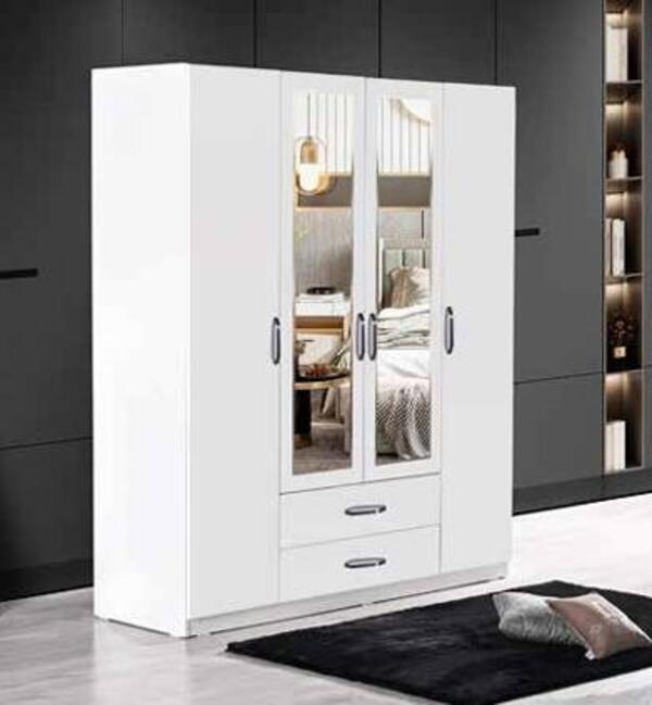 Chancolye Elbise Dolabı 4 Kapaklı Beyaz