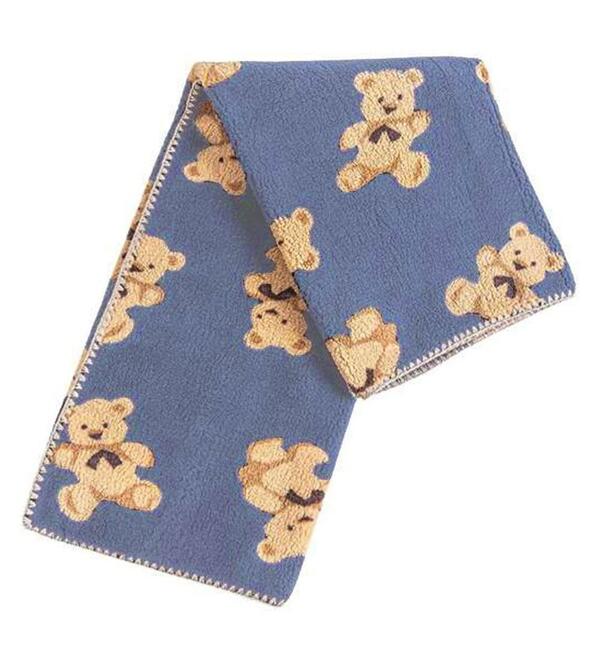 Bebitof Bebitof Battaniye Ayı Desenli Velsoft Mavi 95076-01