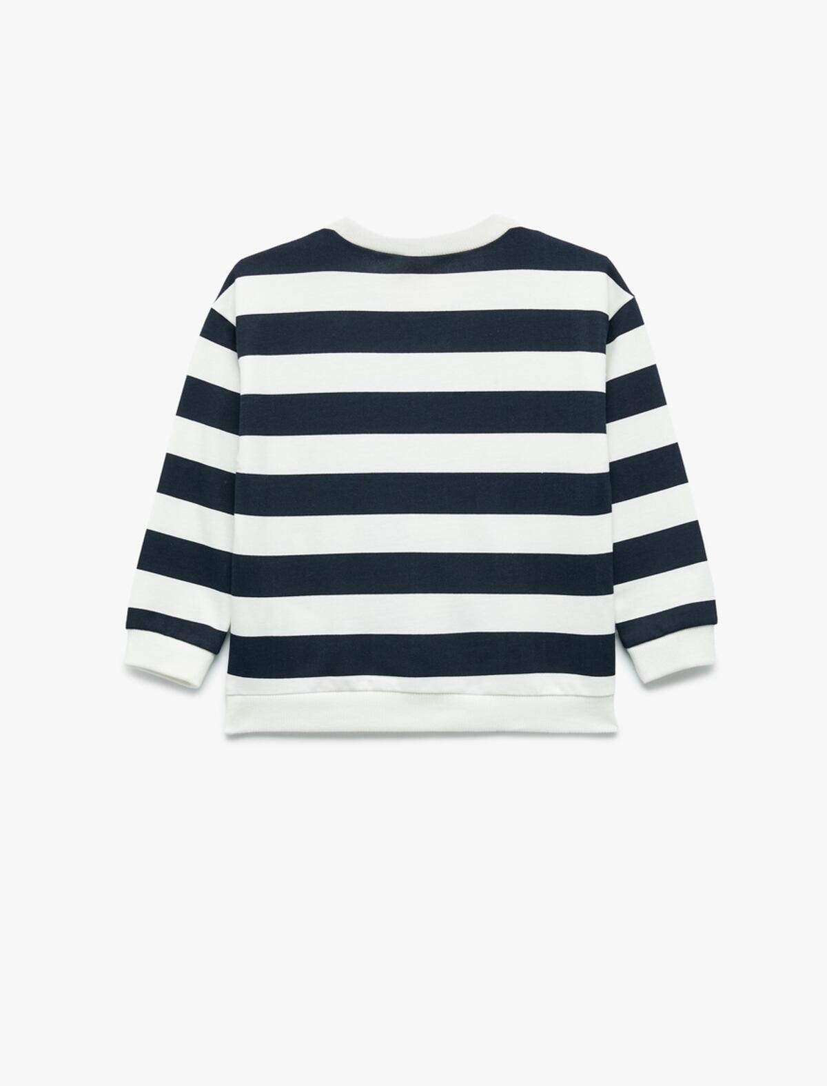 Koton Sweatshirt Erkek Bebek 6WMB10080TK Lacivert Çizgili