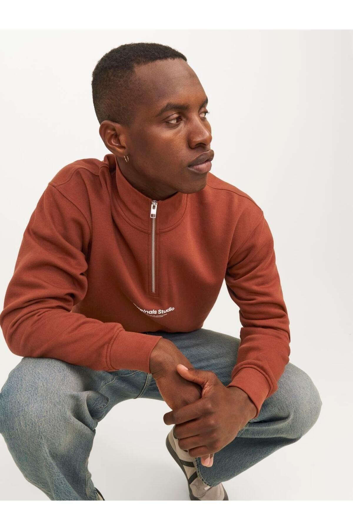 Jack&Jones Sweatshirt 12241777 Koyu Kahverengi
