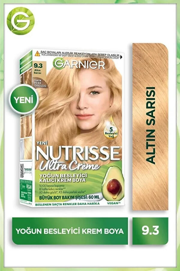 Garnier Saç Boyası Nutrisse Ultra Creme No:9.3 Altın Sarı