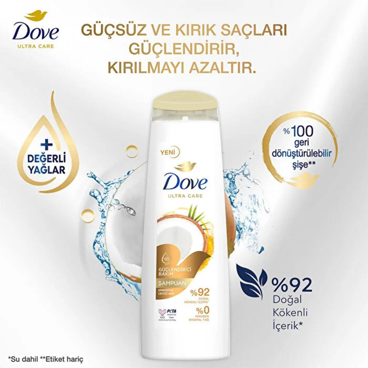 Dove Şampuan Hindistan Cevizi Yağı Güçlendirici 400Ml