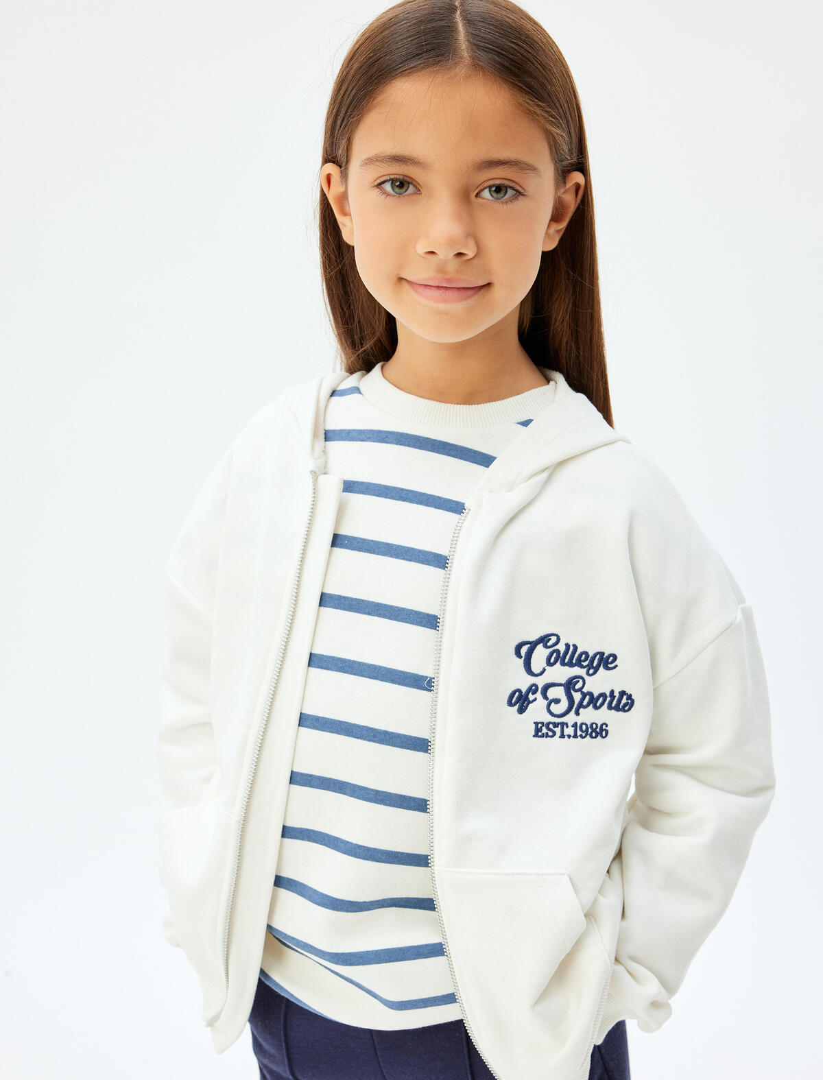 Koton Sweatshirt Kız Çocuk 5WKG10314AK Ekru