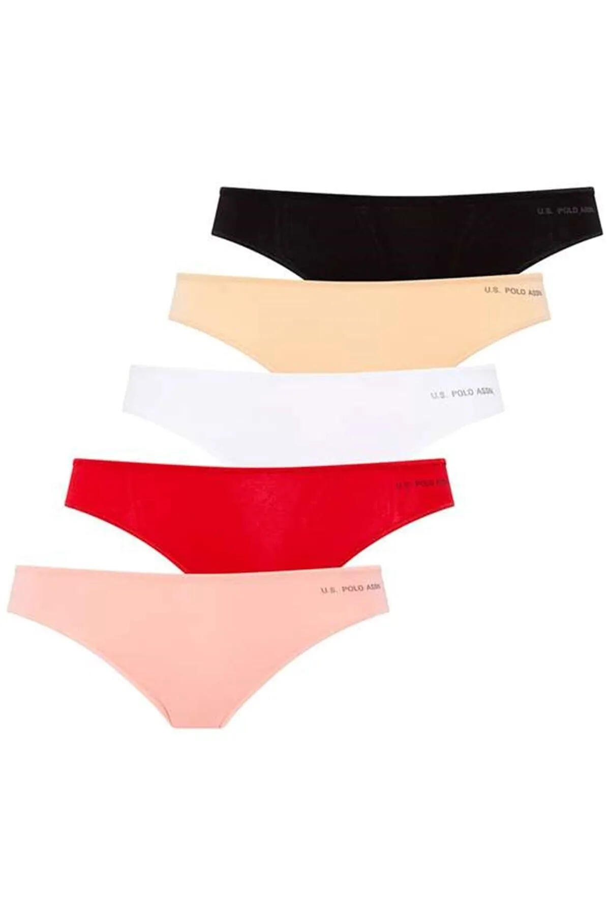 U.S Polo Assn. Kadın String 5Li 67005 Siyah-Ten-Beyaz-Somon-Kırmızı