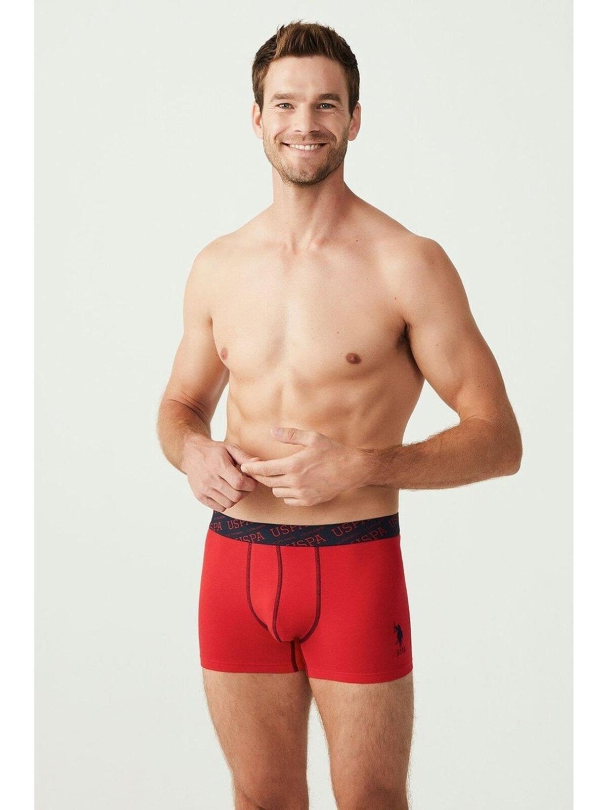 U.S. Polo Erkek Boxer 3Lü 80336 Kırmızı-Gri