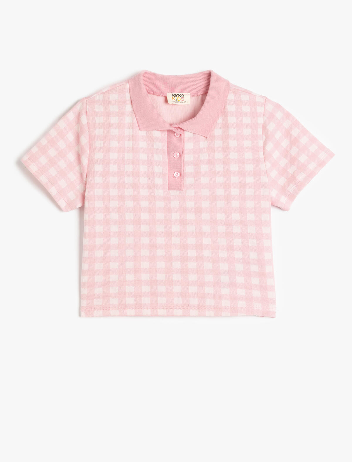 Koton Tişört Kız Çocuk 5SKG10020AK Pembe Ekose