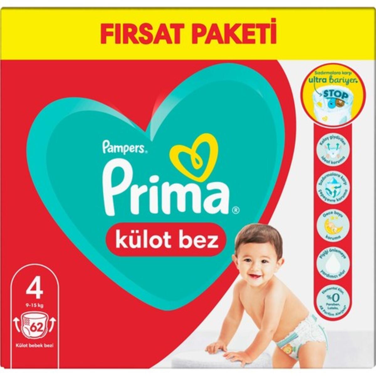 Prima Külot Bez Pants Maxı Fırsat Paketi 4 Beden 62Li