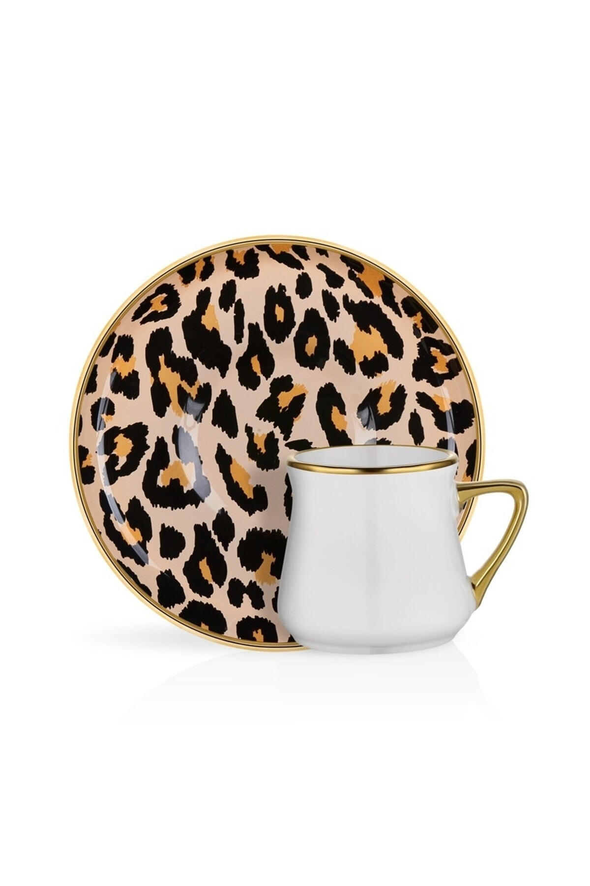 Glore Kahve Takımı 6lı Leopar Somon 20040