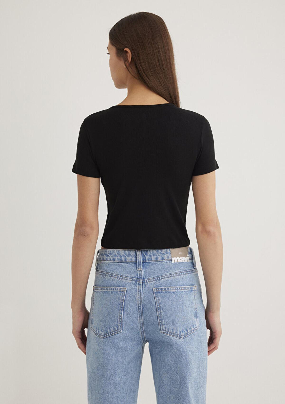 Mavi Tişört Crop M1611639-900 Siyah