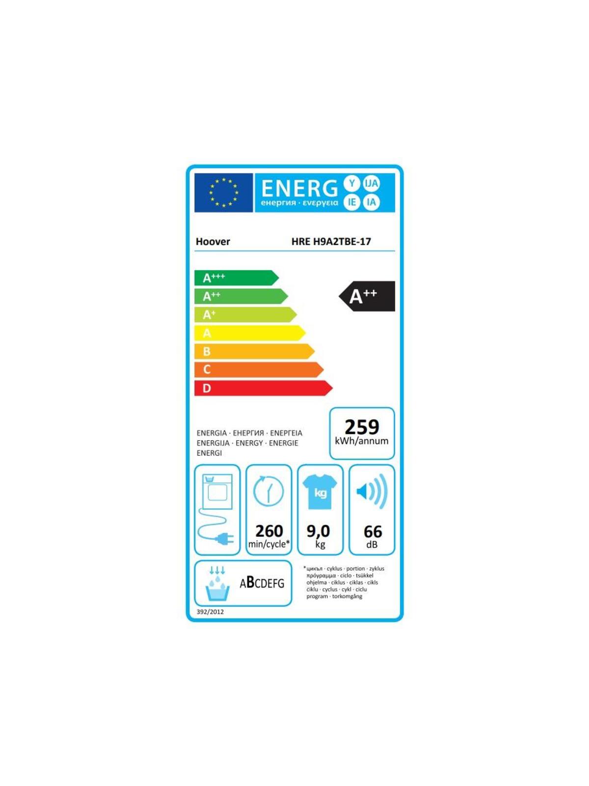 Hoover Kurutma Makinesi HRE H9A2TBE-17 9KG Beyaz