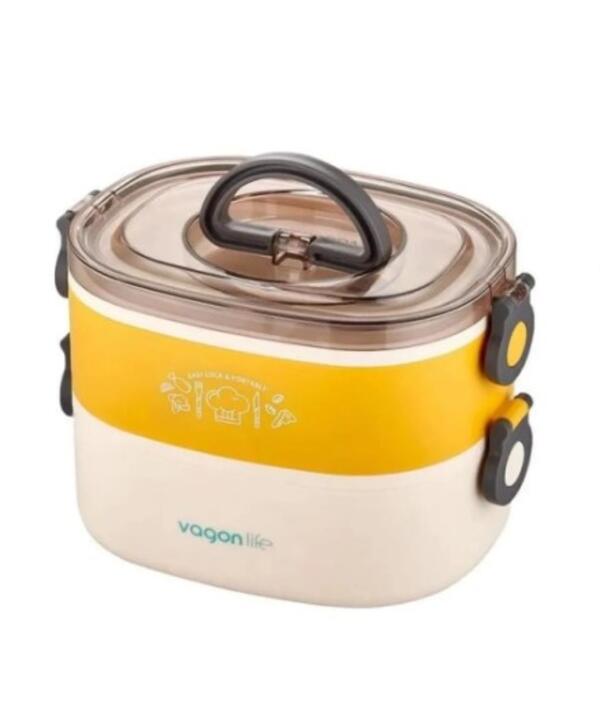 Vagonlife 1200 Ml 3 Bölmeli Paslanmaz Çelik Lunchbox Bl50251-2 Sarı